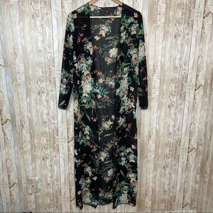BooHoo Long Sleeve Floral Kimono Cover Up Size 4